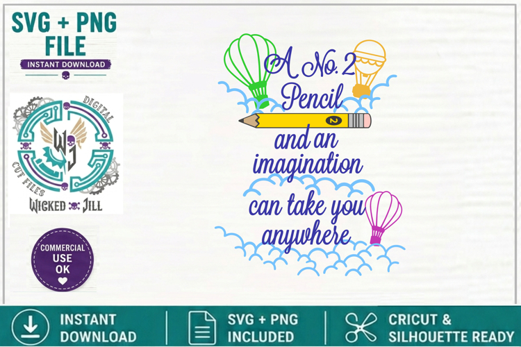 No 2 Pencil Imagination Sign Design #01 SVG Cut File