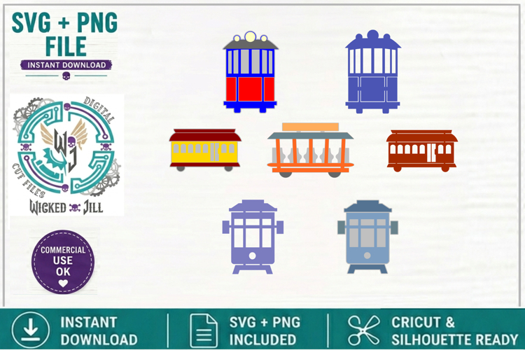 Trolley Set BUNDLE Embellishments SVG Cut File