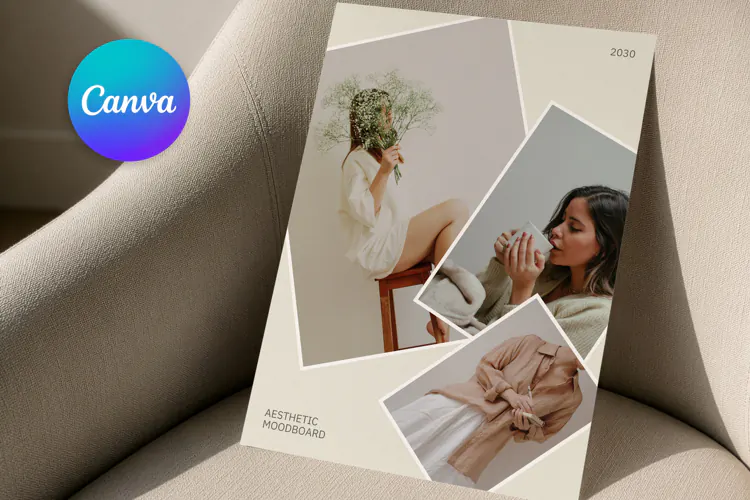 Diagonal Minimal Stacked Photo Collage | Editable Canva