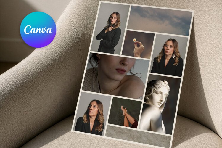 Stacked Photo Collage Editable Canva Template example image 1