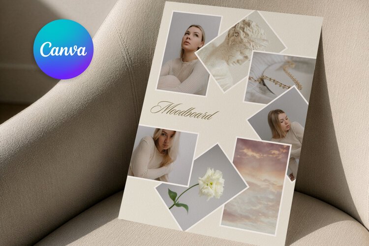 Asymmetrical Angled Stacked Photo Collage | Editable Canva example image 1