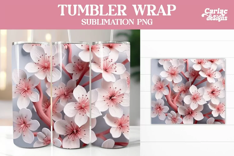 3d Tumbler Sublimation Wrap, Flowers Tumbler Wrap