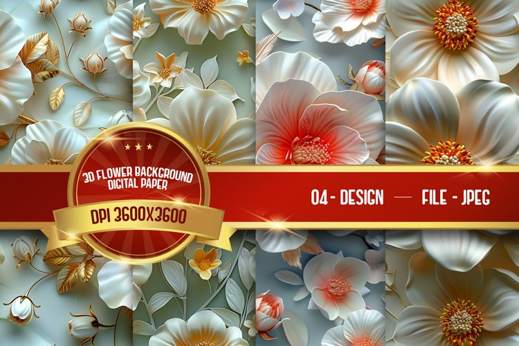 3D Flower Background Digital Paper example image 1