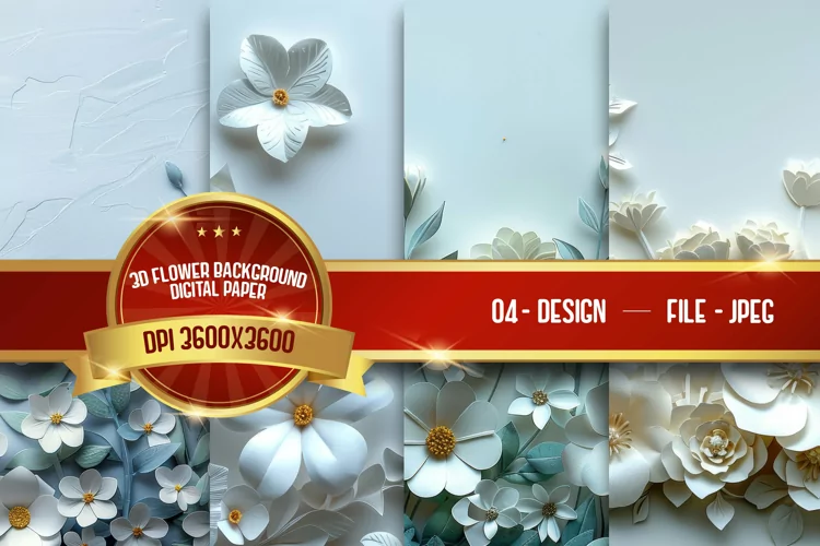 3d flower background digital paper