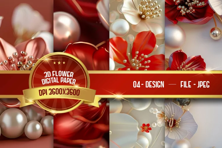 3d flower background digital paper