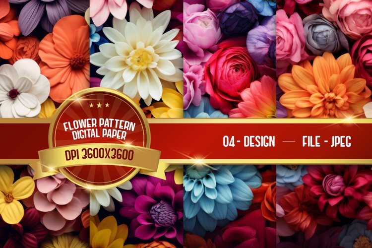 Flower Pattern digital paper example image 1