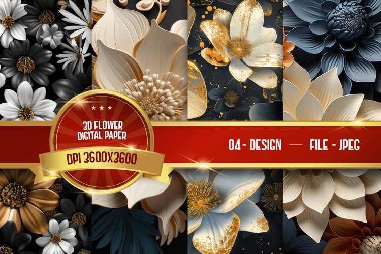 3D Flower Digital Paper example image 1