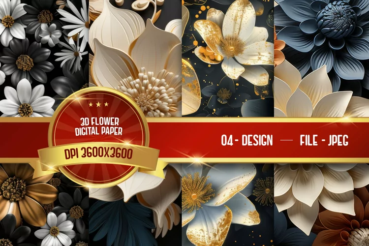 3D Flower Digital Paper