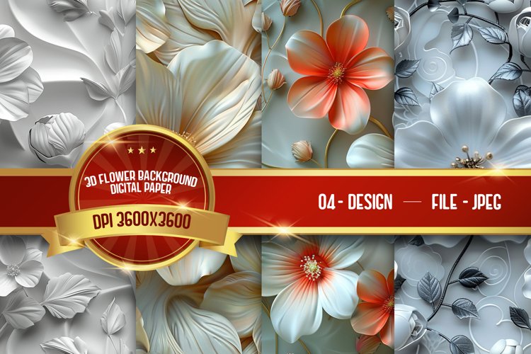 3D Flower Background Digital Paper example image 1