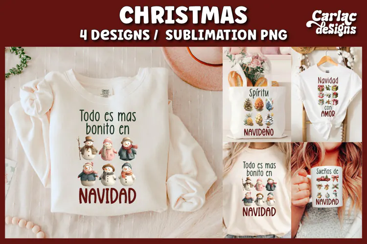 Feliz Navidad Sublimation PNG, Spanish Christmas Sublimation
