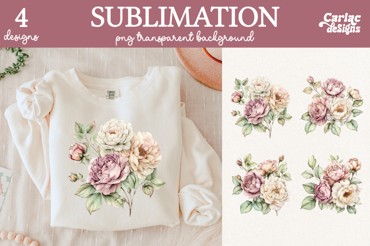 Roses Sublimation Bundle, Roses Clipart Bundle