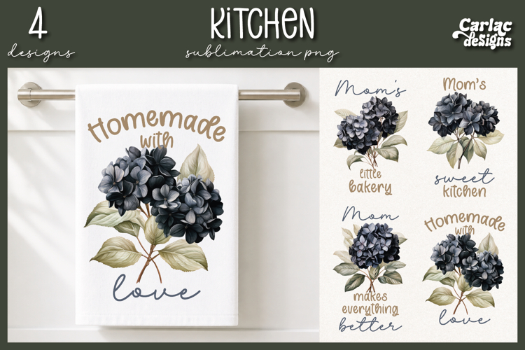 Cute Mom Kitchen Towel Sublimation, Hydrangeas Kitchen Towel