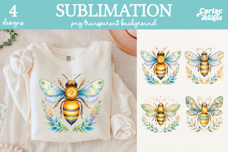Bees Sublimation Bundle, Bees Clipart Bundle