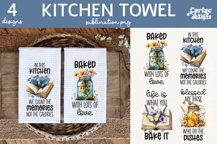 Cute Kitchen Towel Sublimation, Farmhouse Kitchen Towel