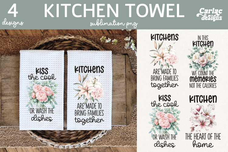 Cute Kitchen Towel Sublimation, Farmhouse Kitchen Towel