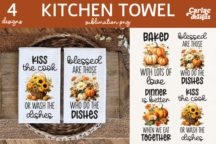 Cute Kitchen Towel Sublimation, Farmhouse Kitchen Towel