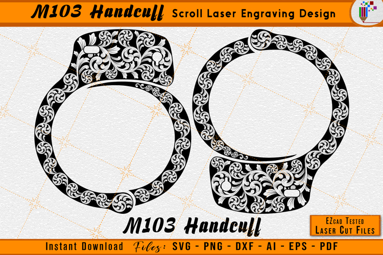 M103 Handcuff Scrollwork Laser Engraving File - Scroll SVG