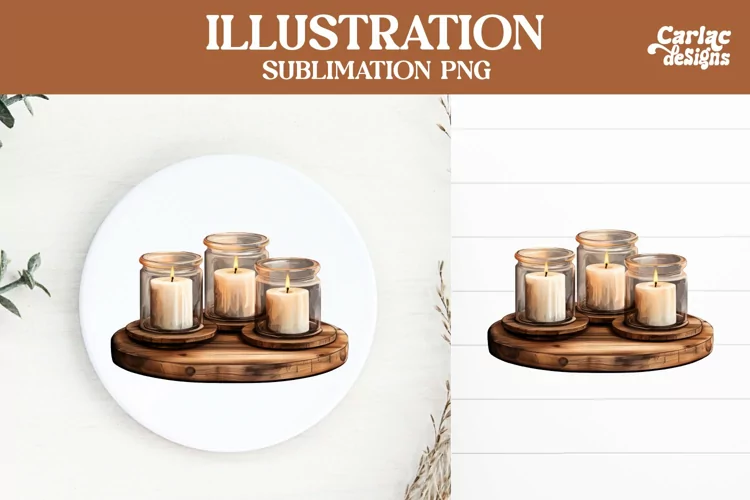 Candles Sublimation Design, Clipart PNG
