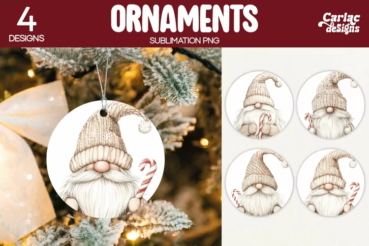 Christmas Ornament Sublimation, Christmas Gnome Ornaments