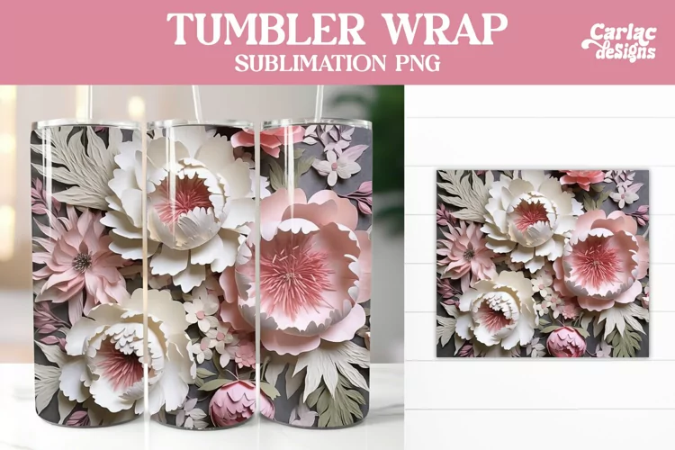 3d Tumbler Sublimation Wrap, Flowers Tumbler Wrap