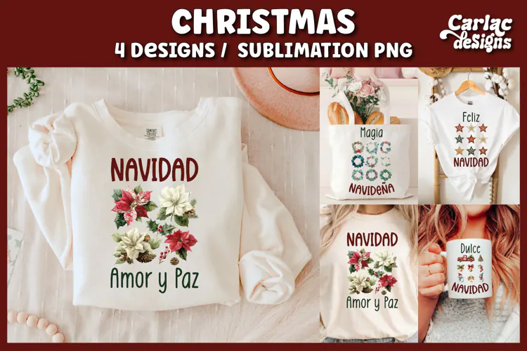 Feliz Navidad Sublimation PNG, Spanish Christmas Sublimation