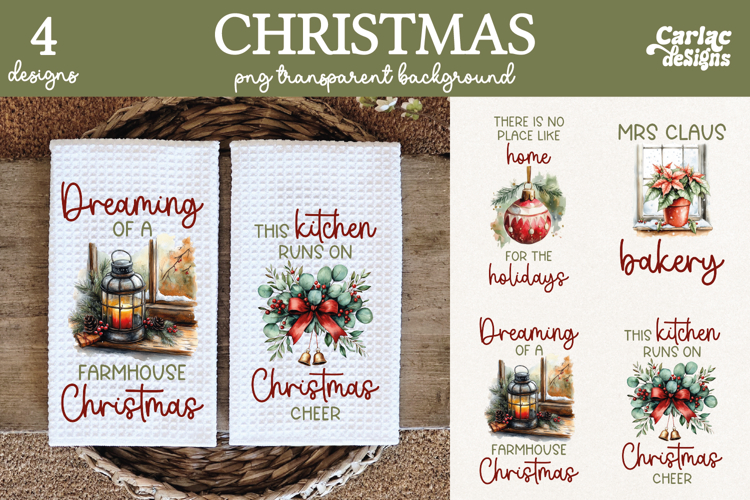 Christmas Kitchen Towel Sublimation, Farmhouse Kitchen Towel