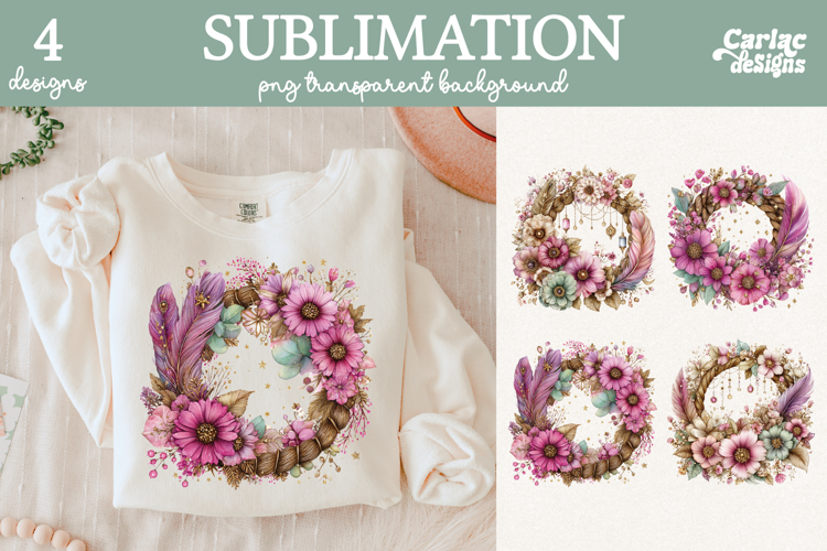 Wreath Sublimation Bundle, Wreath Clipart Bundle