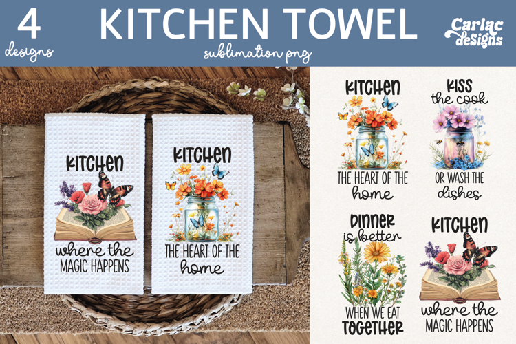 Cute Kitchen Towel Sublimation, Farmhouse Kitchen Towel