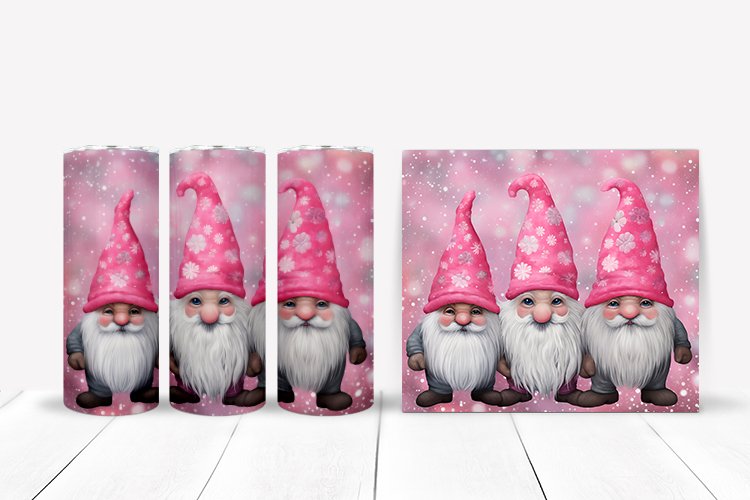 Cute Gnome Tumbler Wrap Sublimation Designs