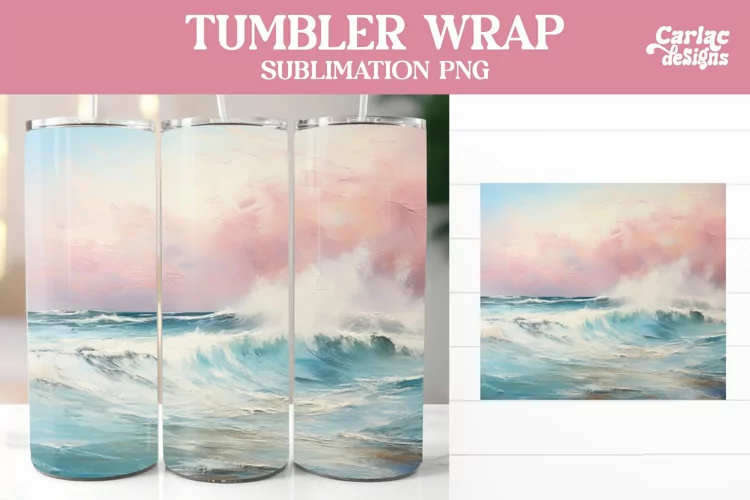 Tumbler Sublimation Wrap, Waves Tumbler Wrap
