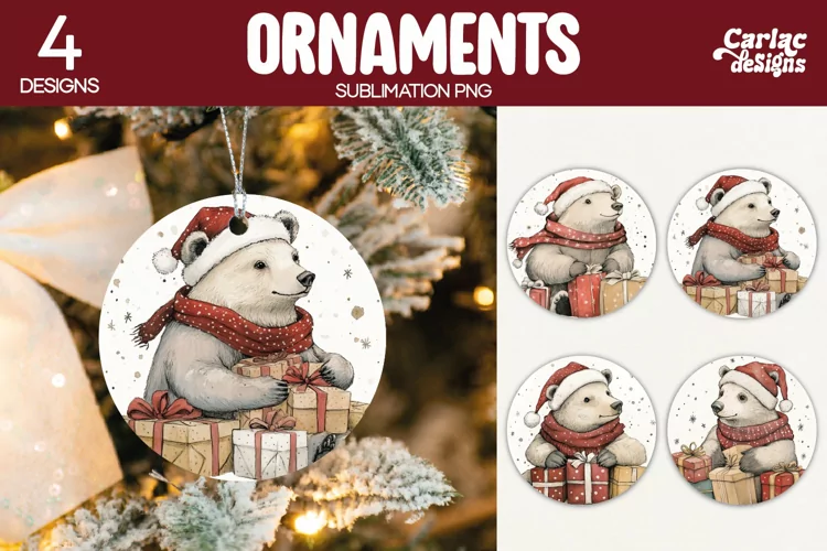 Christmas Ornament Sublimation, Christmas Bear Ornament