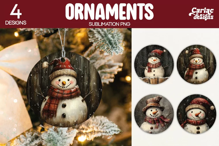 Christmas Ornament Sublimation, Christmas Snowman Ornament