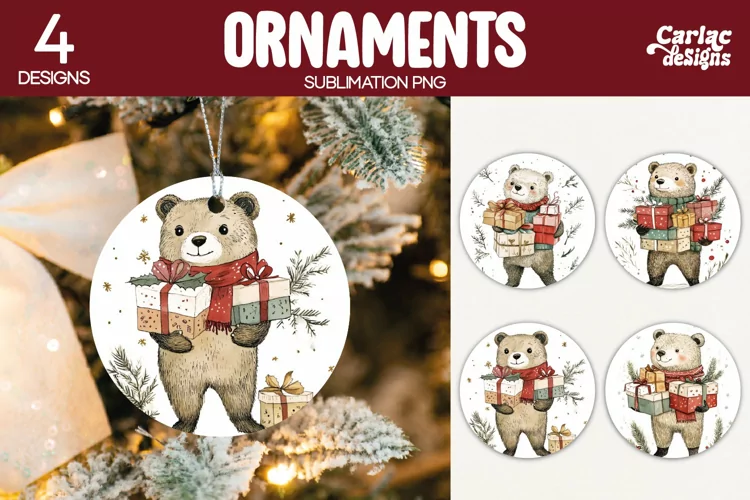 Christmas Ornament Sublimation, Christmas Bear Ornament