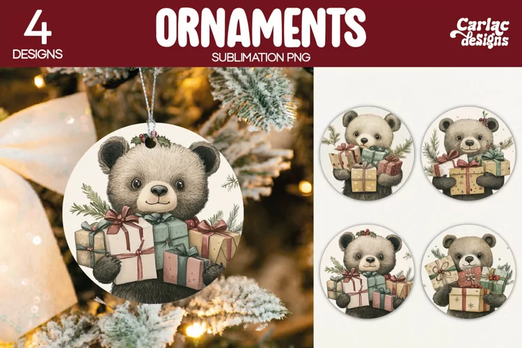 Christmas Ornament Sublimation, Christmas Bear Ornament