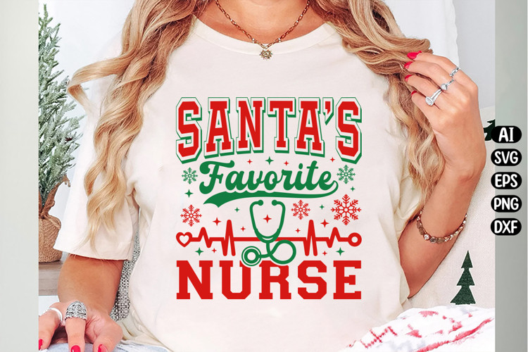 Santa's favorite nurse Svg Design example image 1