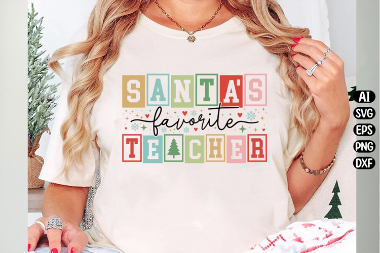 Santa's Favorite Teacher Svg Design example image 1