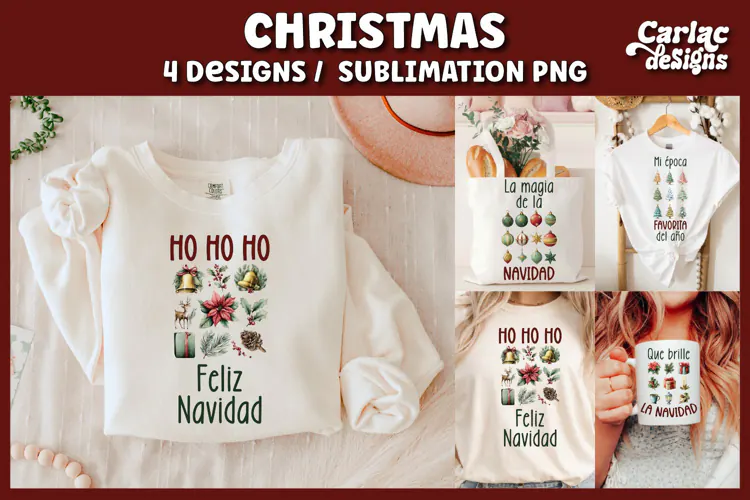 Feliz Navidad Sublimation PNG, Spanish Christmas Sublimation
