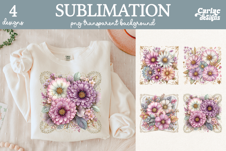Flowers Sublimation Bundle, Flowers Clipart Bundle
