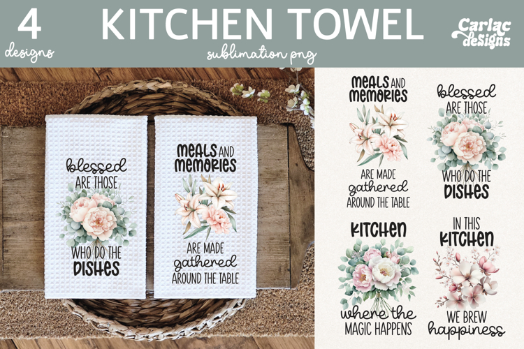 Cute Kitchen Towel Sublimation, Farmhouse Kitchen Towel