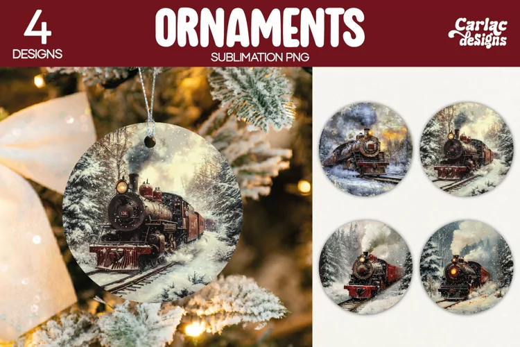 Christmas Ornament Sublimation, Christmas Train Ornament