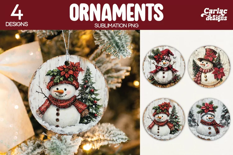 Christmas Ornament Sublimation, Snowman Ornament