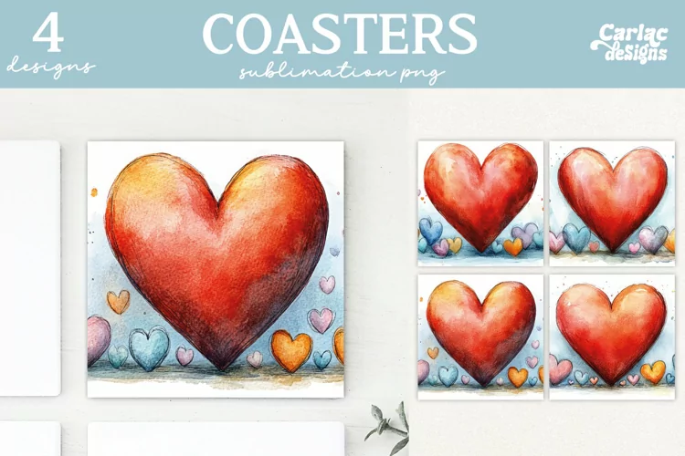 Valentines Square Coaster Sublimation Designs