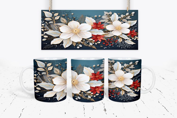 Flowers Mug Sublimation Mug Wrap example image 1