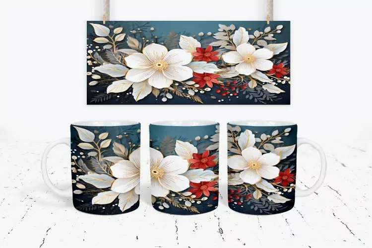 Flowers Mug Sublimation Mug Wrap