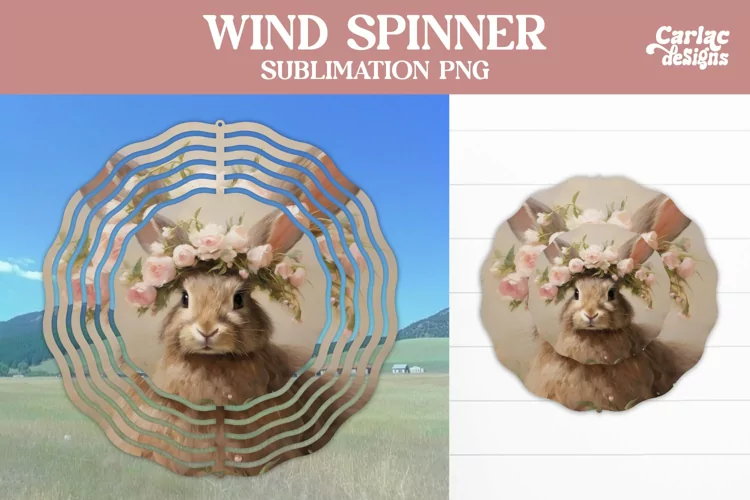 Wind Spinner Sublimation Design, Rabbit Wind Spinner