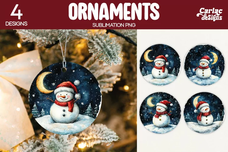 Christmas Ornament Sublimation, Snowman Ornament