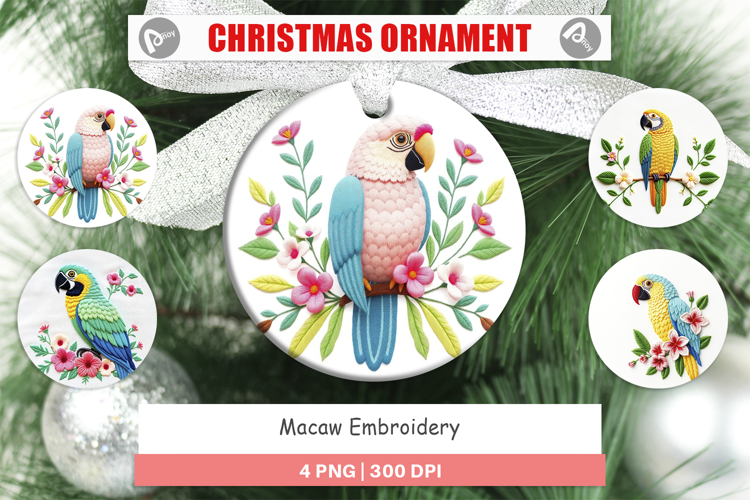 Ornament Macaw Embroidery