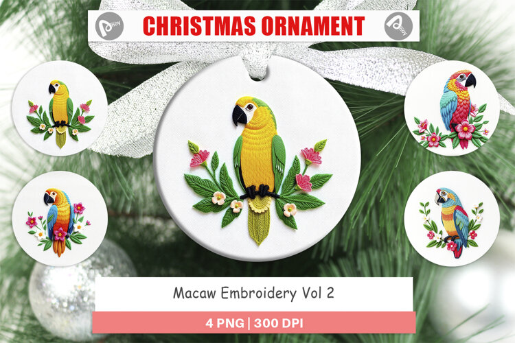Ornament Macaw Embroidery example image 1