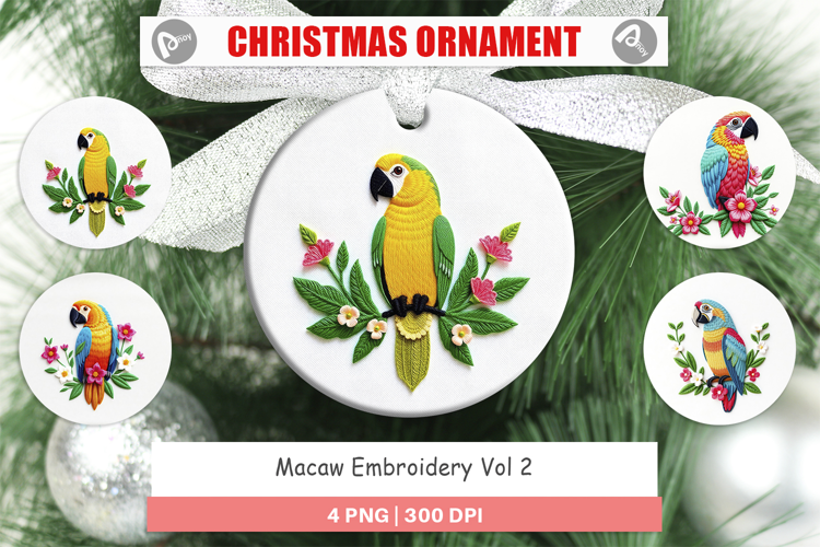 Ornament Macaw Embroidery
