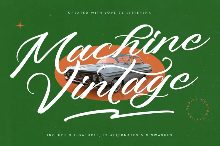 Machine Vintage Modern Stylish Script